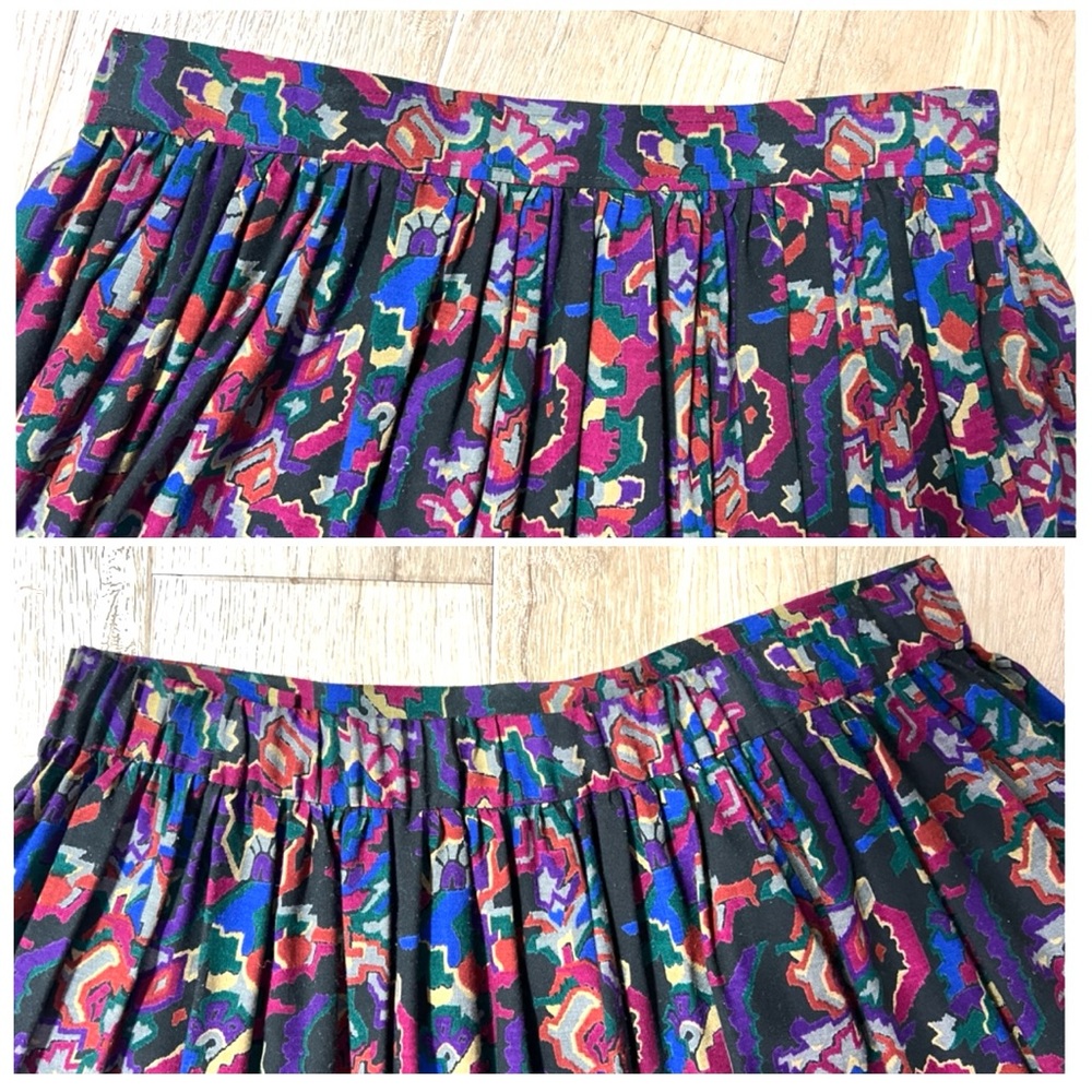 Vintage 90s Abstract Art Maxi Skirt – Custom Made, Multicoloured-gathered A-line - Picture 6 of 16